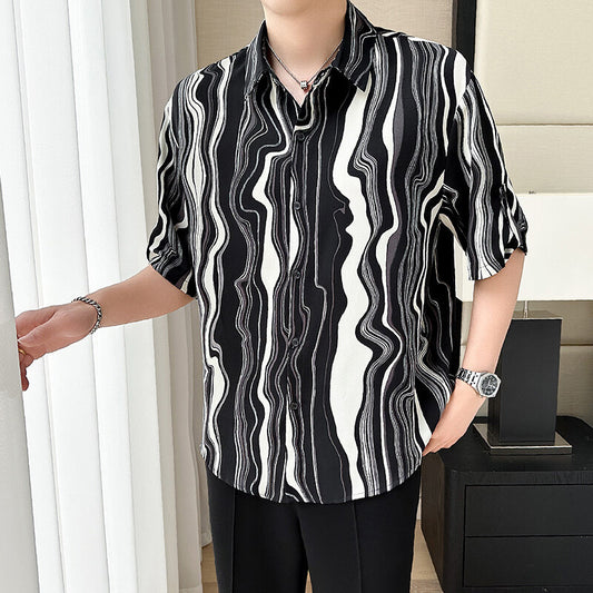 マーブルシャツ半袖